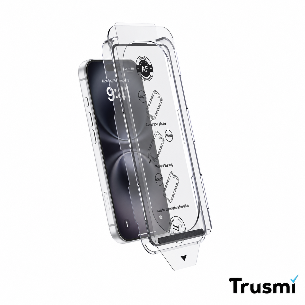【TRUSMI】iPhone 3D指紋防止 ガラスフィルム (ガイドトレー付き)