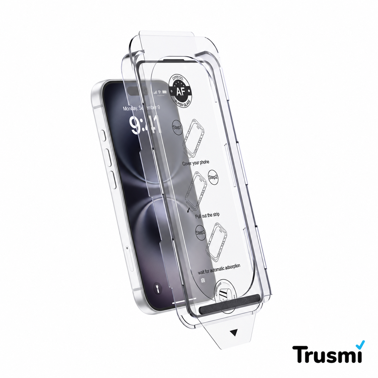【TRUSMI】iPhone 覗き見防止 ガラスフィルム (ガイドトレー付き)